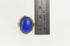 14K Yellow Gold 1960's Oval Lapis Lazuli Vintage Cocktail Ring