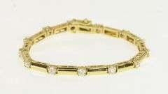 14K Yellow Gold 2.60 Ctw Round Diamond Bar Link Statement Bracelet