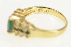14K Yellow Gold Marquise Emerald Diamond Vintage Engagement Ring