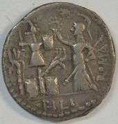 Impressive Roman Republic M Furius L f Philus Silver Denarius 'Janus Head' 119 BC