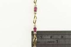 10K Yellow Gold Natural Ruby Diamond Wavy Link Bracelet