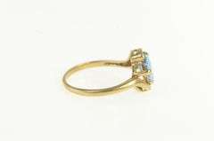 10K Yellow Gold Bypass Blue Topaz Vintage Solitaire Ring