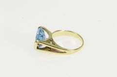 14K Yellow Gold Oval Blue Topaz Retro Freeform Statement Ring