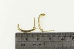 10K Yellow Gold Baguette Diamond Curved Bar Semi Hoop Earrings