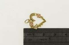 14K Yellow Gold Black Hills Gold Leaf Rose Flower Heart Charm/Pendant