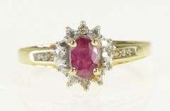 10K Yellow Gold Oval Ruby Diamond Accent Vintage Statement Ring