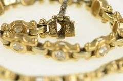 14K Yellow Gold 1.44 Ctw Diamond Bar Link Vintage Chain Bracelet