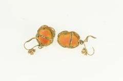 14K Yellow Gold Shell Cameo Diamond Lever Back Earrings