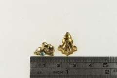 10K Yellow Gold Art Deco Blue Topaz Ornate Scroll Stud Earrings