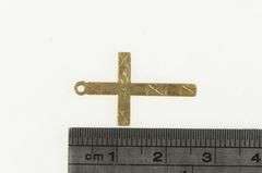 10K Yellow Gold Art Deco Flower Engraved Cross Christian Pendant