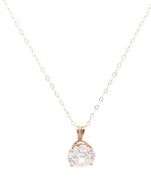 14K Yellow Gold Round CZ Solitaire Vintage Simple Classic Pendant