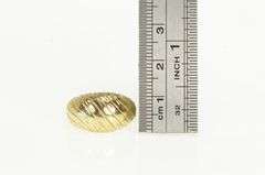 10K Yellow Gold Diamond Cut Domed Striped Grooved Band Ring