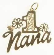 14K Yellow Gold #1 Number One Nana Grandma Granny Charm/Pendant