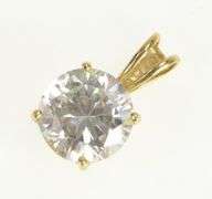 10K Yellow Gold Round Solitaire Classic Simple Vintage Pendant