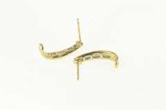 10K Yellow Gold Baguette Diamond Curved Bar Semi Hoop Earrings