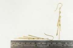 14K Yellow Gold Layered Dangle Bar Chain Tassel Earrings