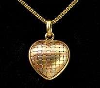 Adorable Heart Pendant Necklace in 18K Tri-Gold