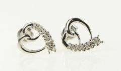 10K White Gold Diamond Heart Love Symbol Criss Cross Earrings