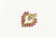 10K Yellow Gold Ruby Diamond Heart Love Symbol Classic Pendant
