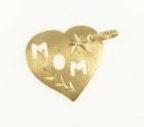14K Yellow Gold Mom Cut Out Mother's Day Heart Love Charm/Pendant