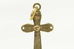 14K Yellow Gold Diamond Cut Cross Christian Faith Symbol Charm/Pendant