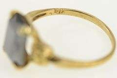 10K Yellow Gold Emerald Cut Hematite Retro Vintage Simple Ring