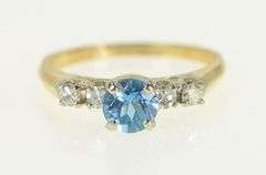 14K Yellow Gold Blue Topaz Diamond Accent Statement Ring