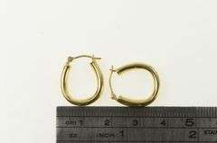 14K Yellow Gold 18.2mm Oval Puffy Vintage Statement Hoop Earrings
