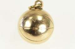10K Yellow Gold 1940's HSS Enamel Football Sphere Ball Charm/Pendant