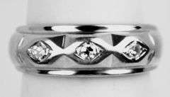 Vintage 14K Gold 3 Diamond Band, Size 7