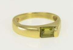 14K Yellow Gold Emerald Cut Peridot Geometric Stackable Band Ring