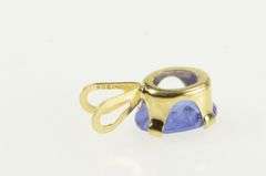 14K Yellow Gold Oval Syn. Tanzanite Vintage Solitaire Pendant