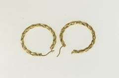 10K Yellow Gold 30.5mm Twist Design Vintage Statement Hoop Earrings
