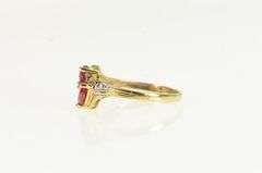 10K Yellow Gold Heart Syn. Ruby Diamond Accent Bypass Ring