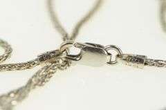 10K White Gold 1.2mm Woven Palma Link Wheat Chain Necklace