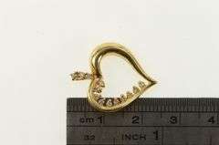 14K Yellow Gold Diamond Heart Vintage Love Symbol Classic Pendant