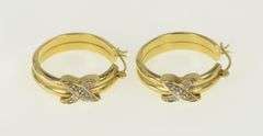 14K Yellow Gold Diamond X 25.5mm Statement Hoop Earrings