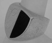 Sterling & Black Onyx German Shield Signet Ring, 7.5