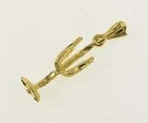 14K Yellow Gold 3D Textured Saguaro Cactus Desert Motif Charm/Pendant