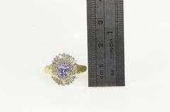 14K Yellow Gold Oval Tanzanite Diamond Halo Engagement Ring