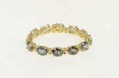 14K Yellow Gold Oval Faceted Mystic Topaz Statement Bracelet