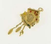 14K Yellow Gold Articulated Vintage German Cuckoo Clock Charm/Pendant
