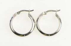 14K White Gold 20.7mm Simple Hollow Classic Hoop Earrings
