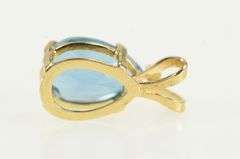 14K Yellow Gold Pear Blue Topaz Diamond Accent Classic Pendant