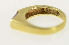 14K Yellow Gold Emerald Cut Amethyst Squared Stackable Band Ring