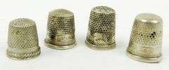4 Antique Sterling Silver Thimbles