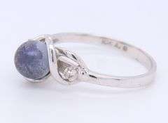 10KT White Gold Round Blue Stone Ring