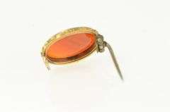 14K Yellow Gold Victorian Oval Ornate Carnelian Statement Pin/Brooch
