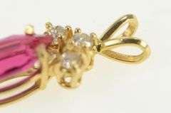 14K Yellow Gold Marquise Ruby Sapphire CZ Cluster Vintage Pendant