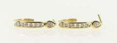 14K Yellow Gold 0.21 Ctw Diamond Curved Bar Semi Hoop Earrings
